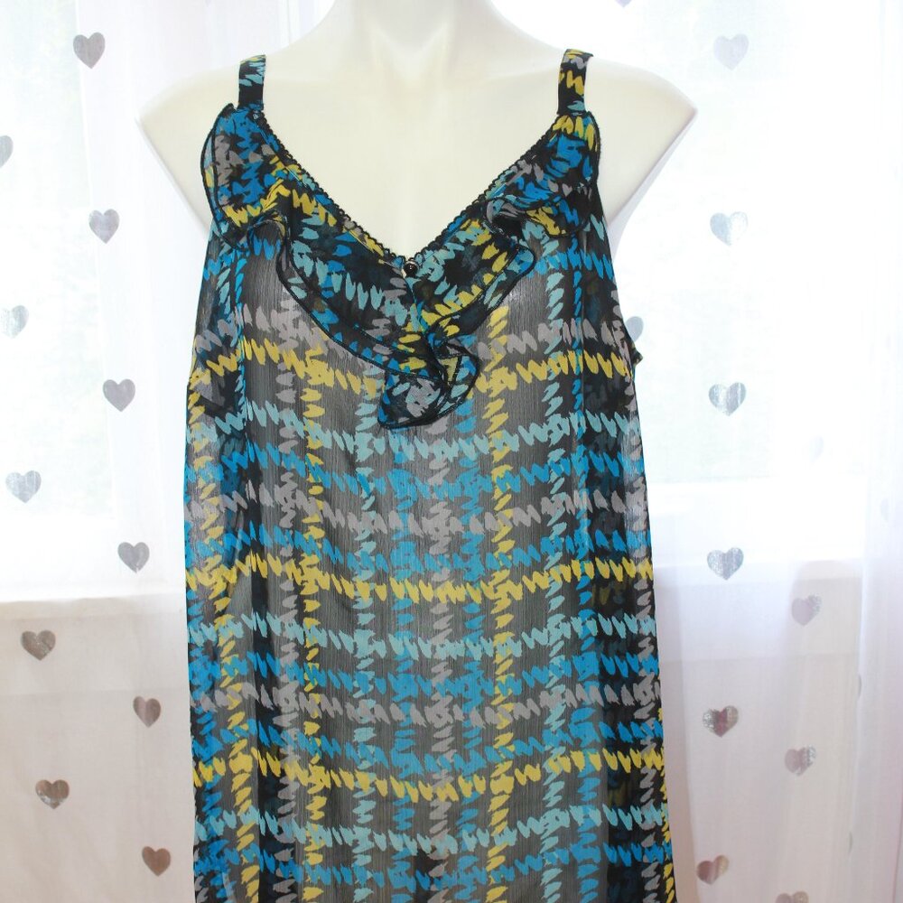 #271 Avenue Studio Blue Plaid Patterned Dressy Tank Size 18/20